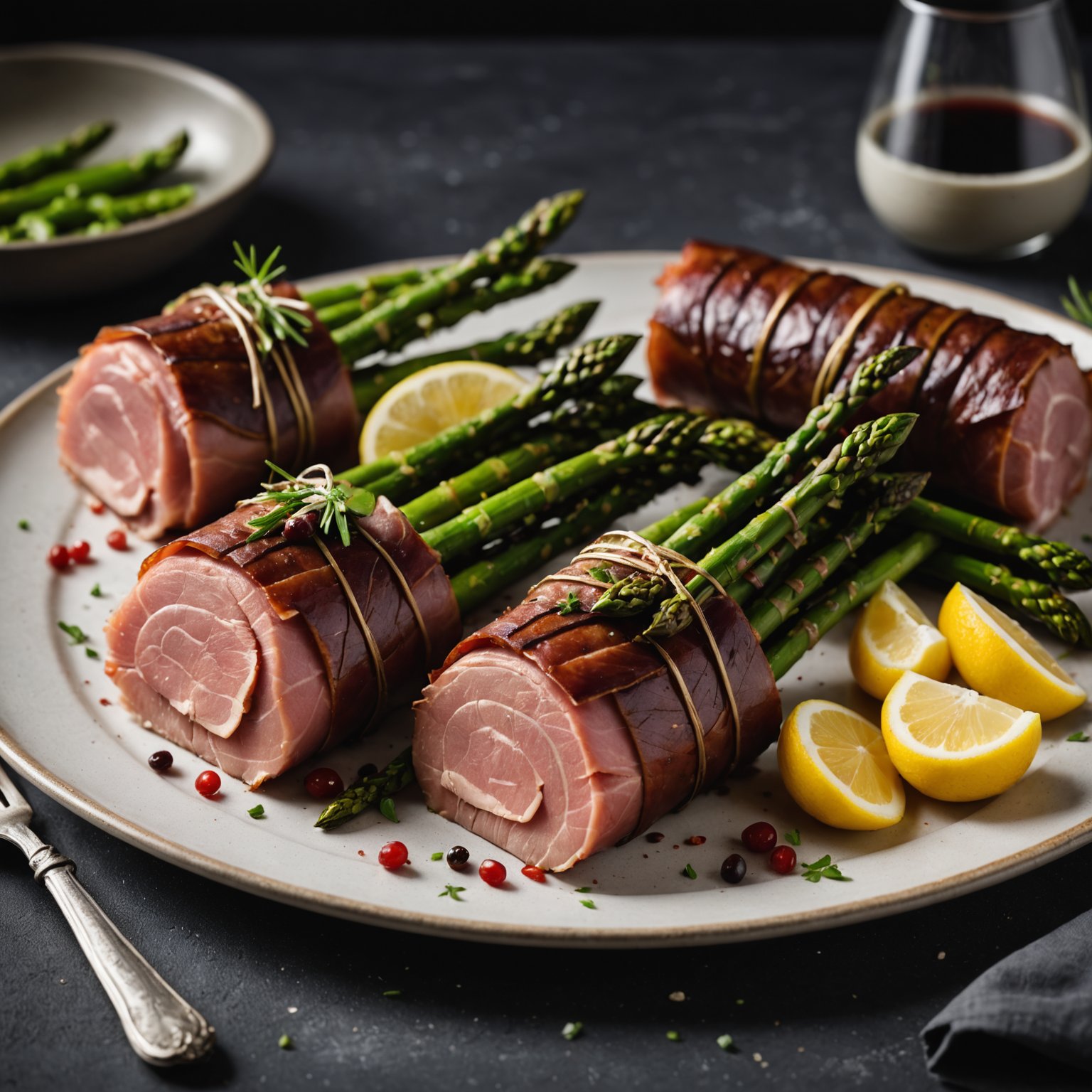 Aspargesbunter med Black Forest-skinke og geitost