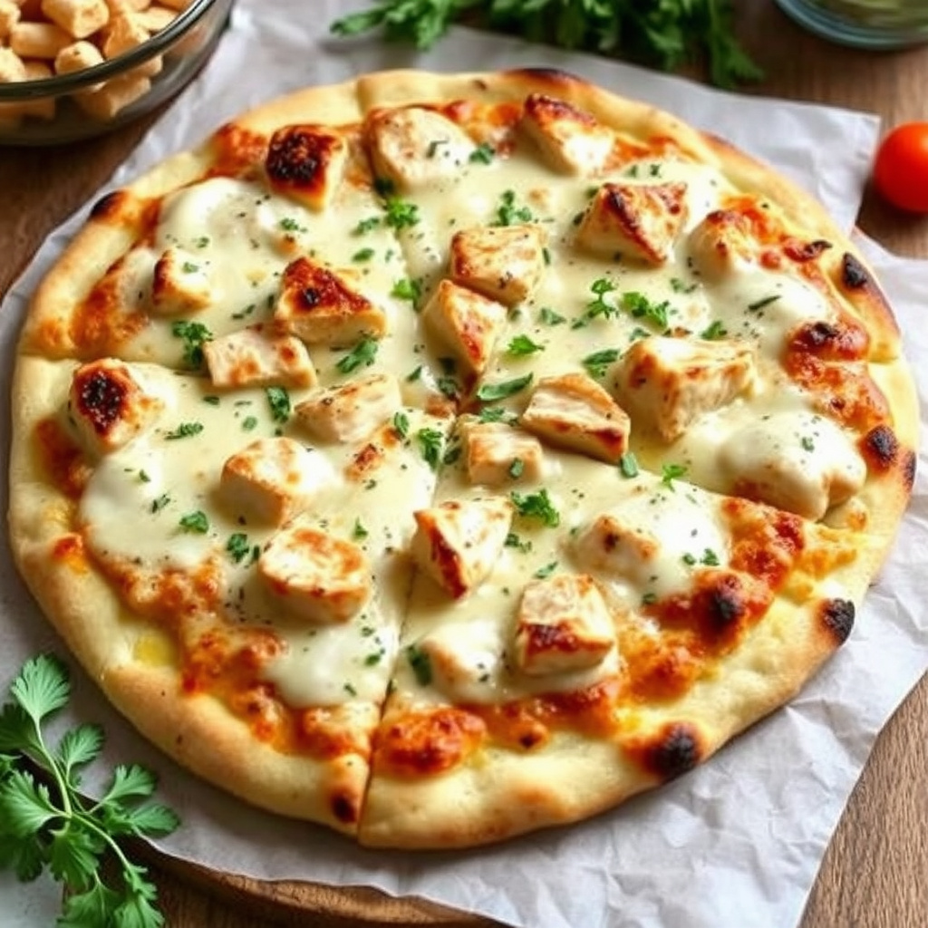Blackened Chicken Alfredo Pizza