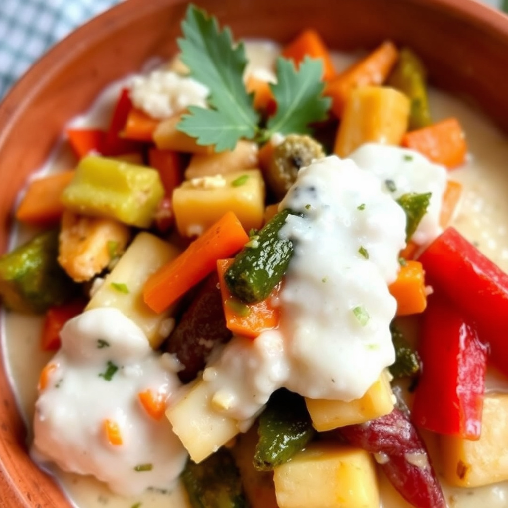 Blandede grønnsaker med kokosnøttsaus (Aviyal)