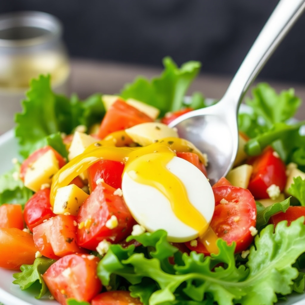 Blandet salat med sennepsvinaigrette