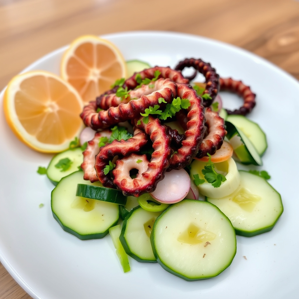 blekksprutssalat med krydret agurk