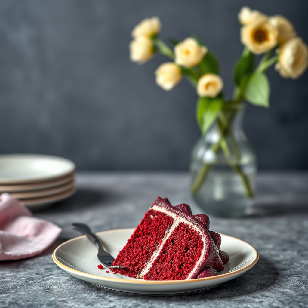 Rød fløyelskake formet som en beltedyr