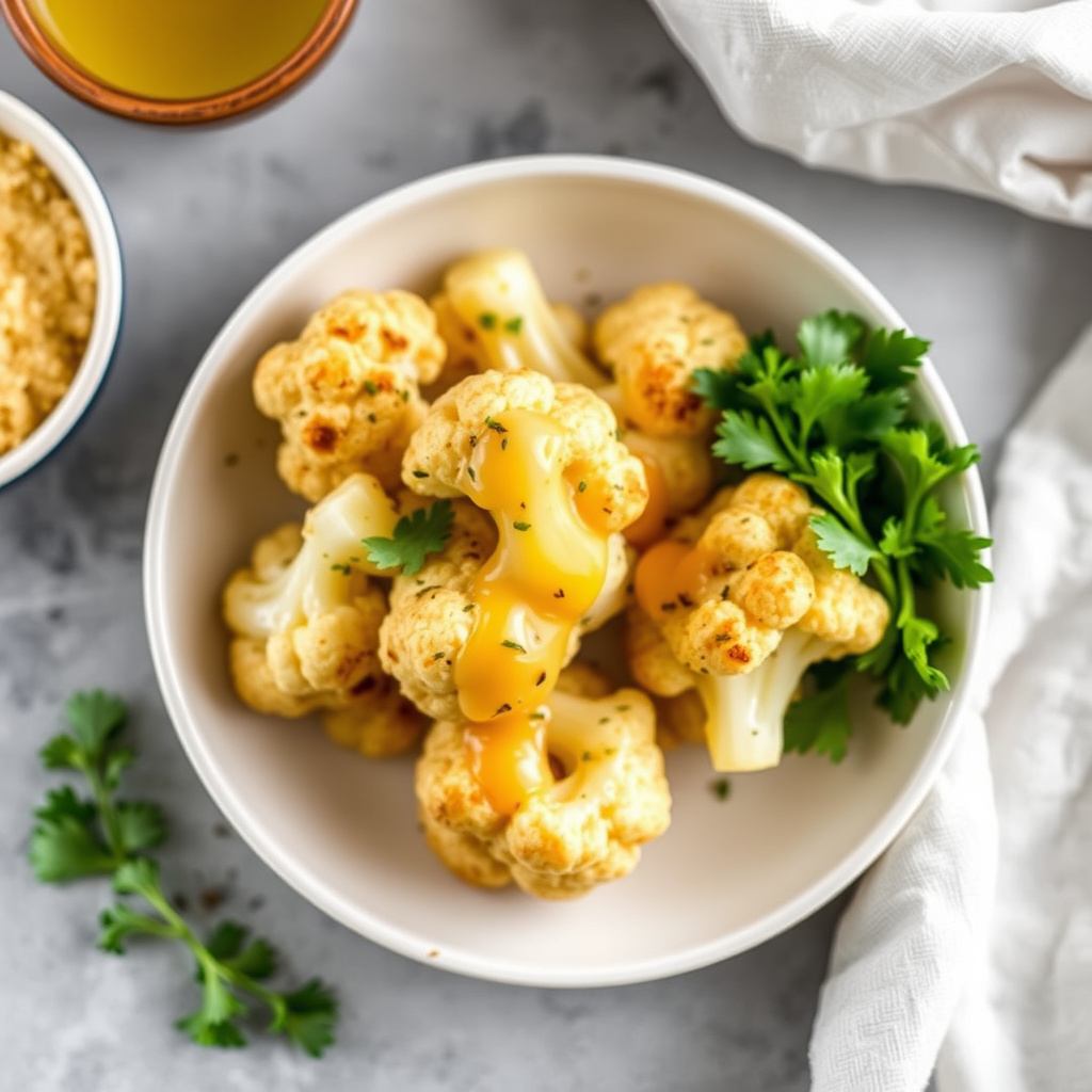 Blomkål med kremet dijonsaus og cheddar
