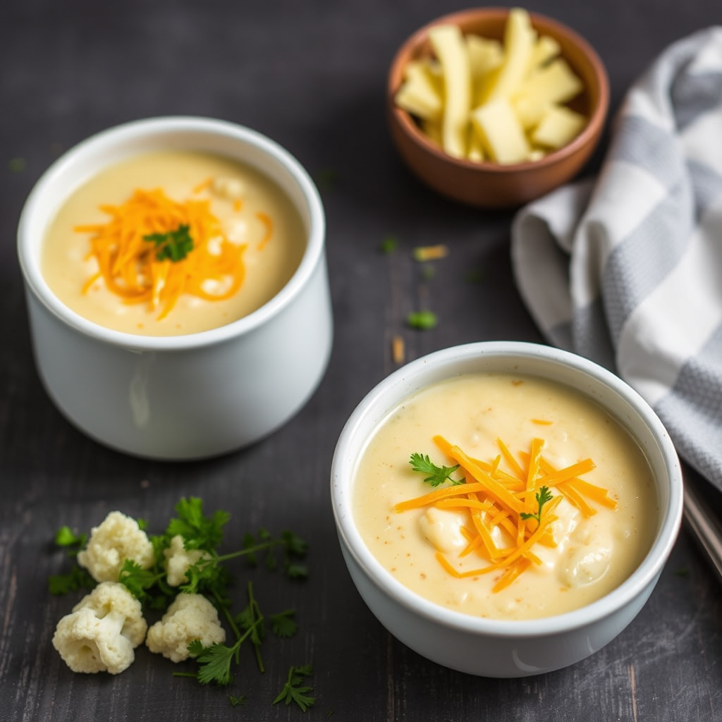 Blomkål- og cheddar-suppe