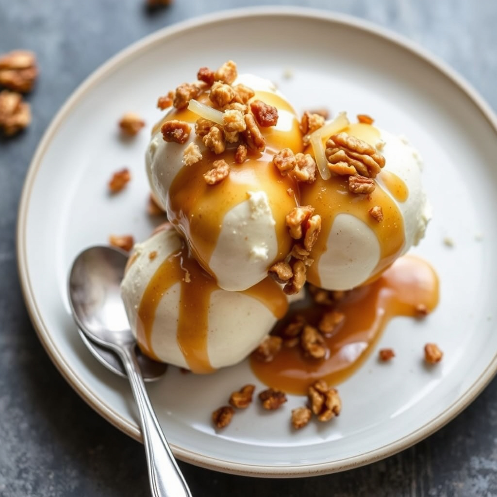 Blondie-sundaes med stekte valnøtter og kandisert fennikel
