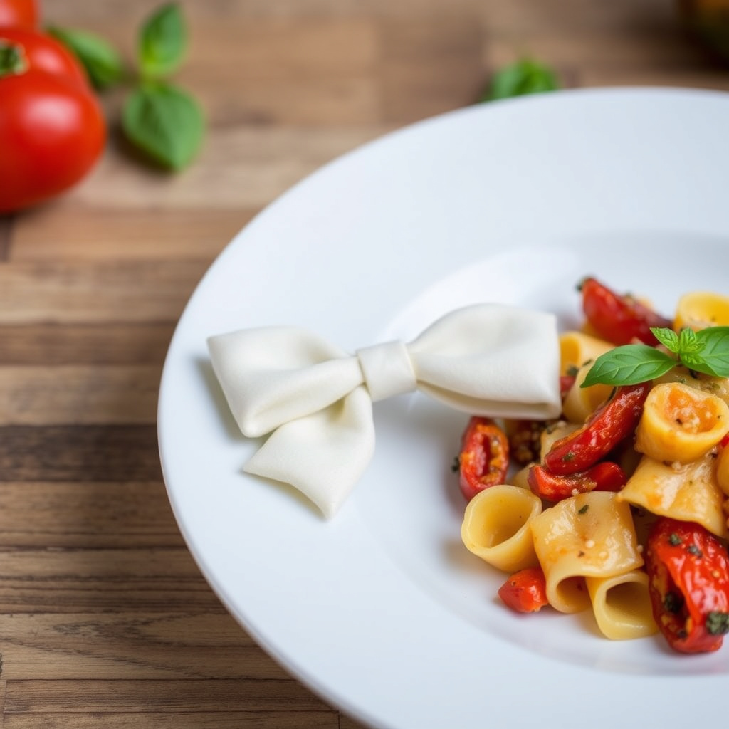 Farfalle Puttanesca med ovnsbakte paprika