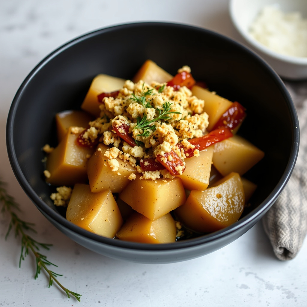 Braiserte neper med valmuefrøbrødsmuler