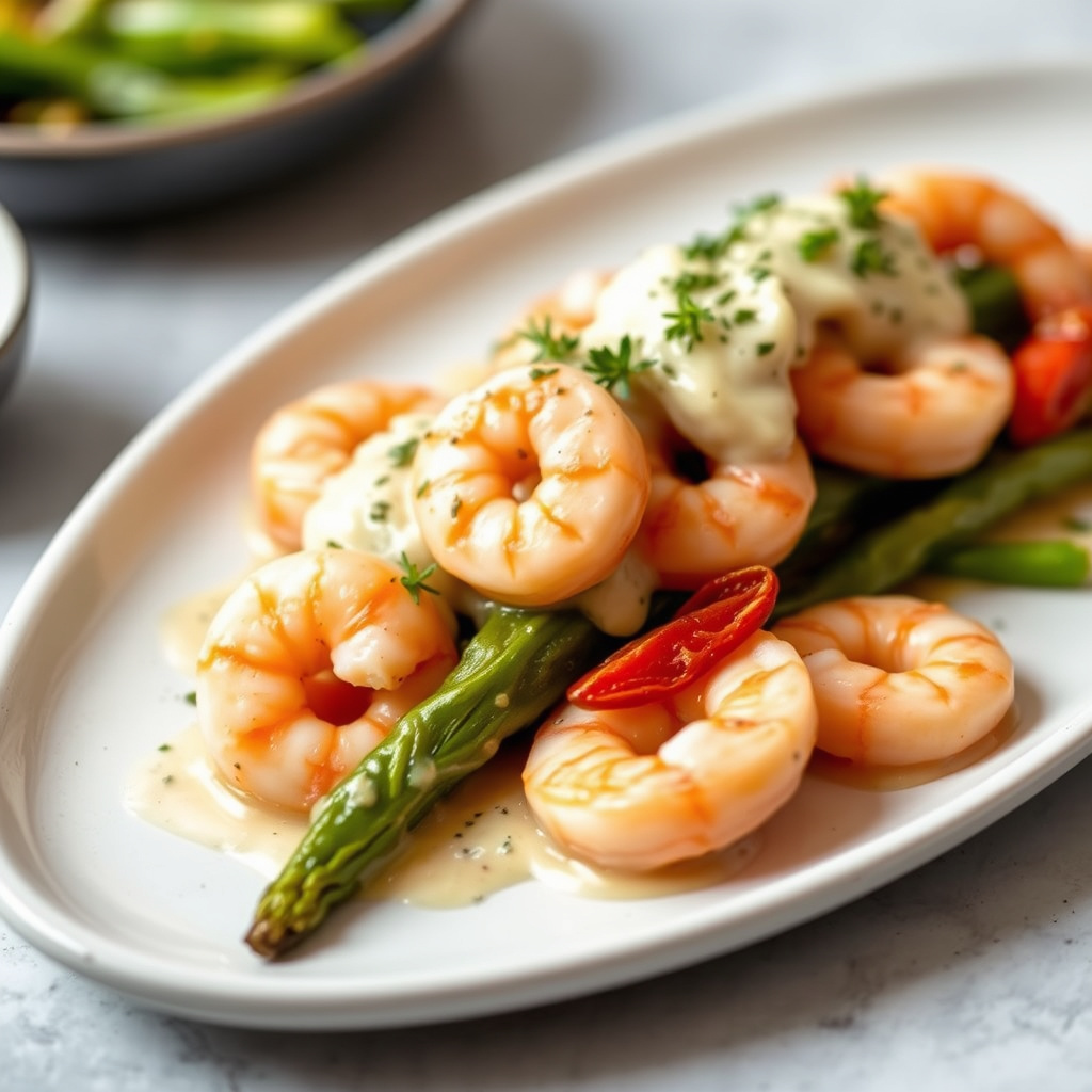 Brased reker og kremet endiv