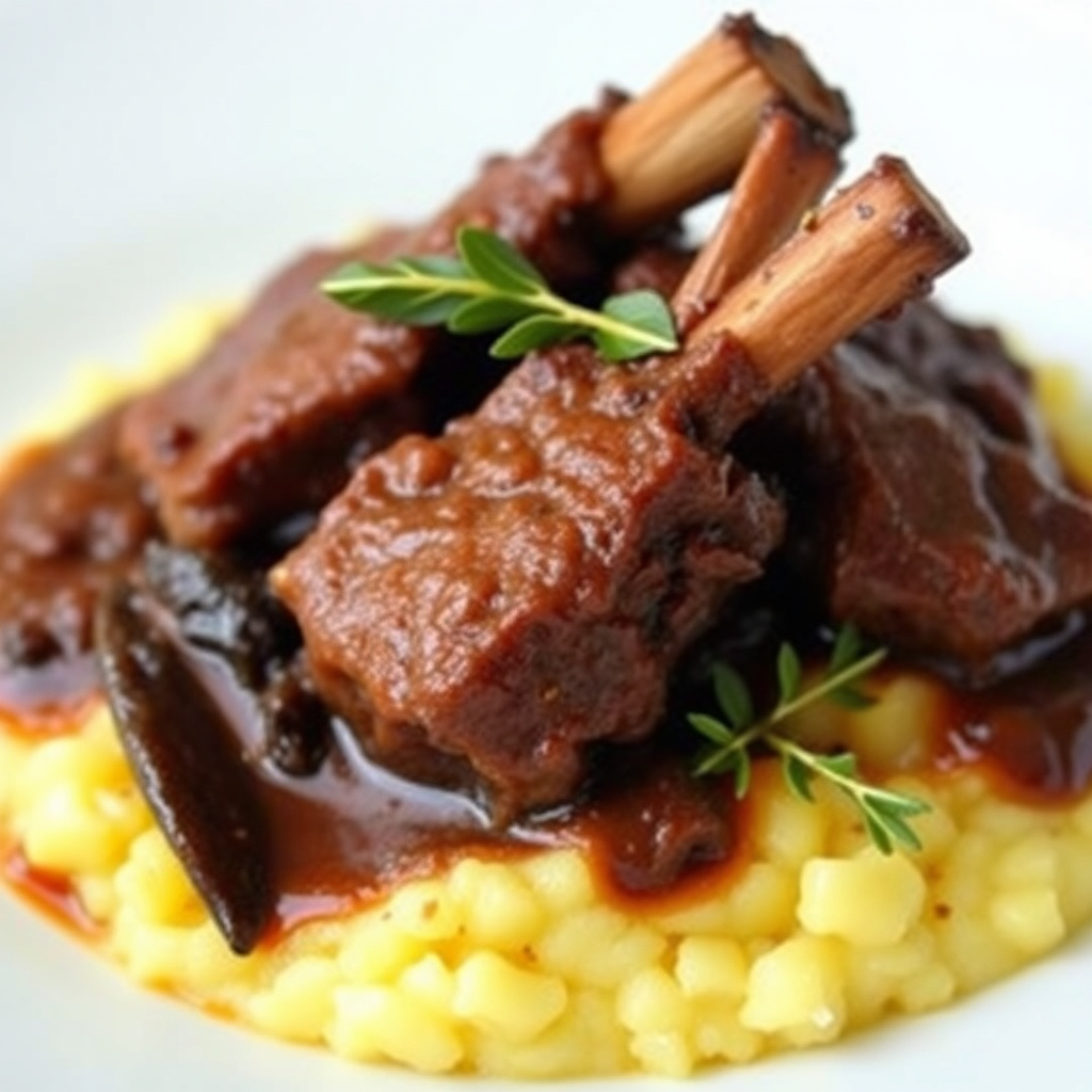 Braserte lammeknoker på myk polenta med laurbærblad