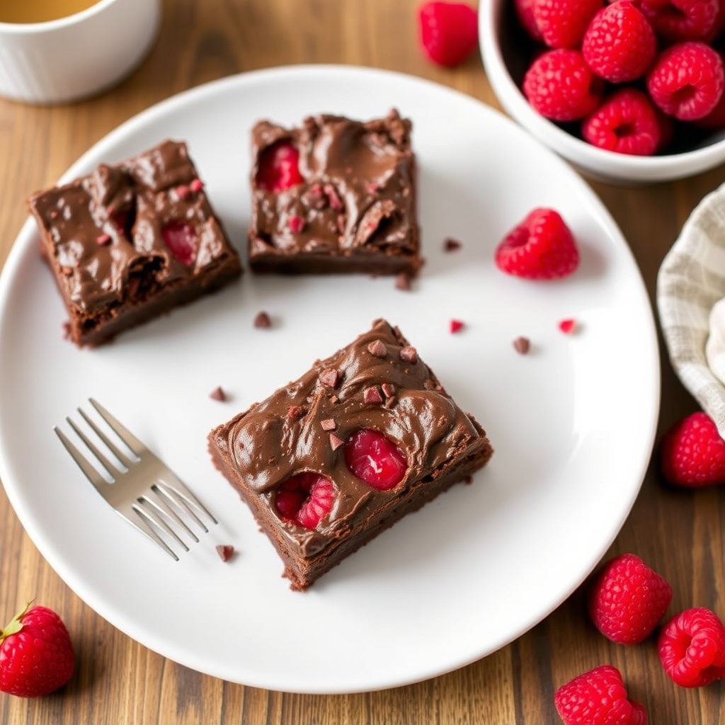 Bringebær-tilsatt sjokoladebrownies