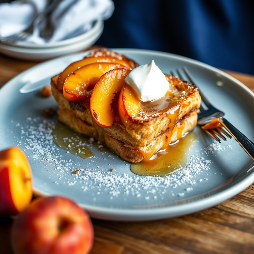 Brioche French Toast med karamelliserte ferskener