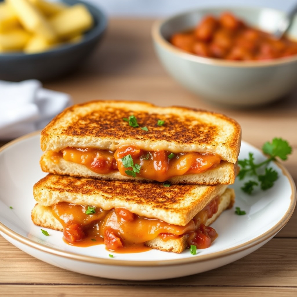 Britisk grillet ost med bakte bønner