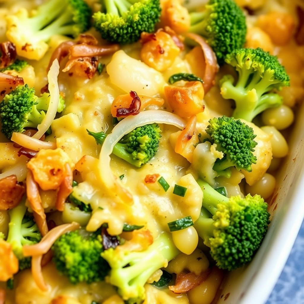 Brokkoli- og løkgrateng