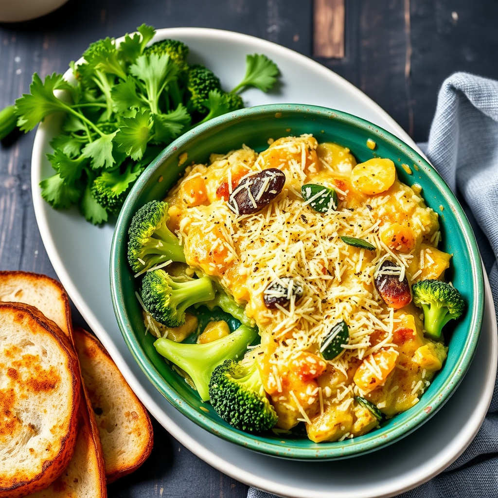 Brokkoli- og pecorino-gratinert