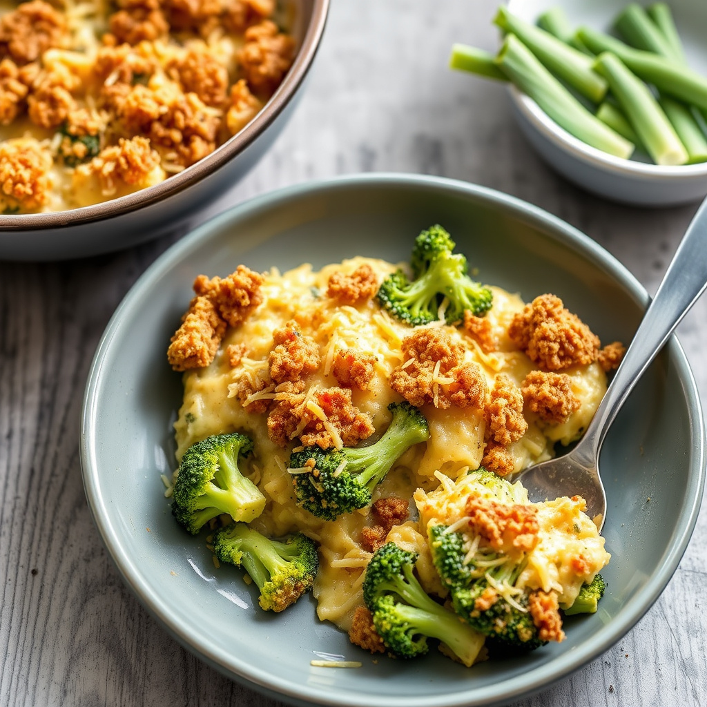 Brokkoligrateng med sennep-oststreusel