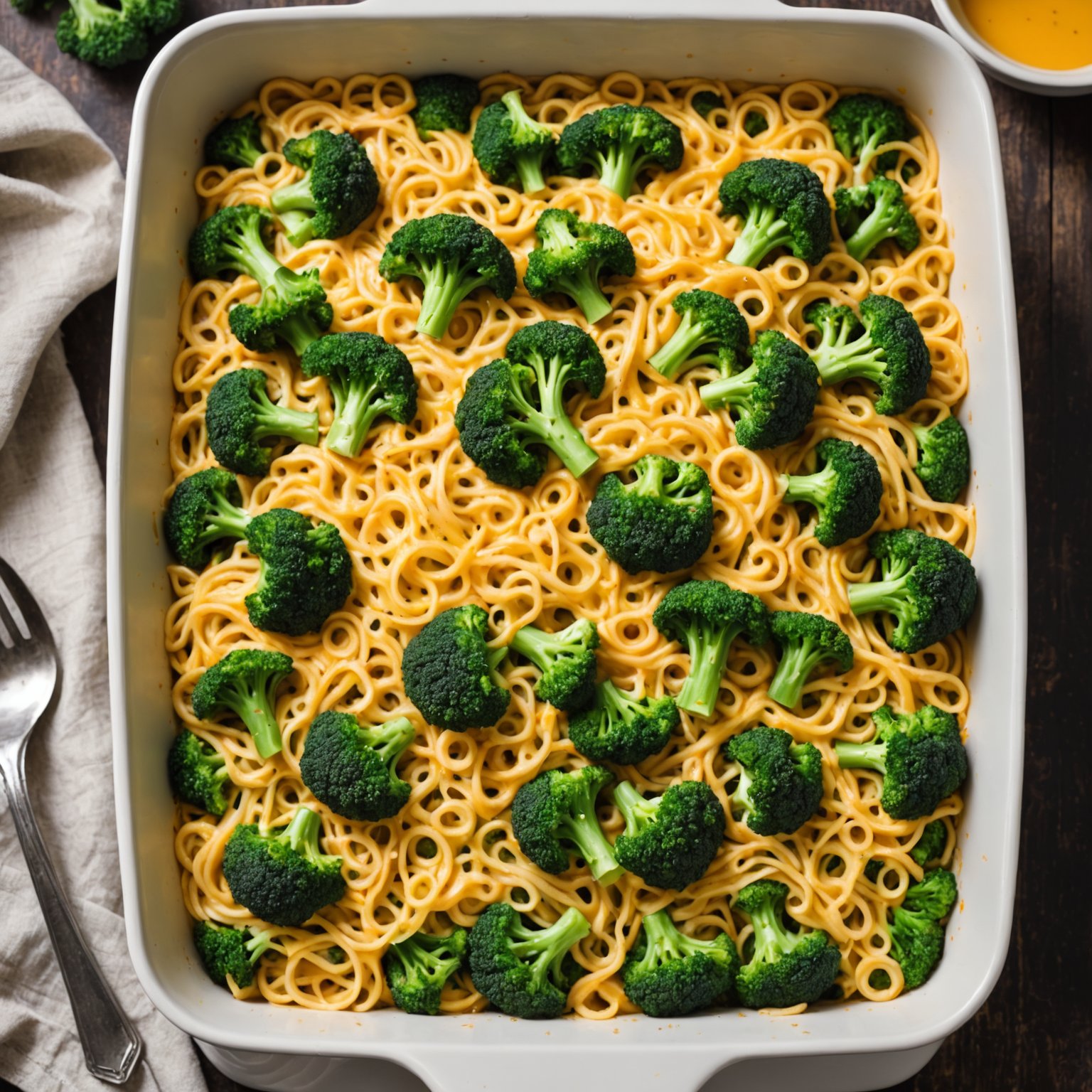 Brokkolinu og ostegrateng med nudler