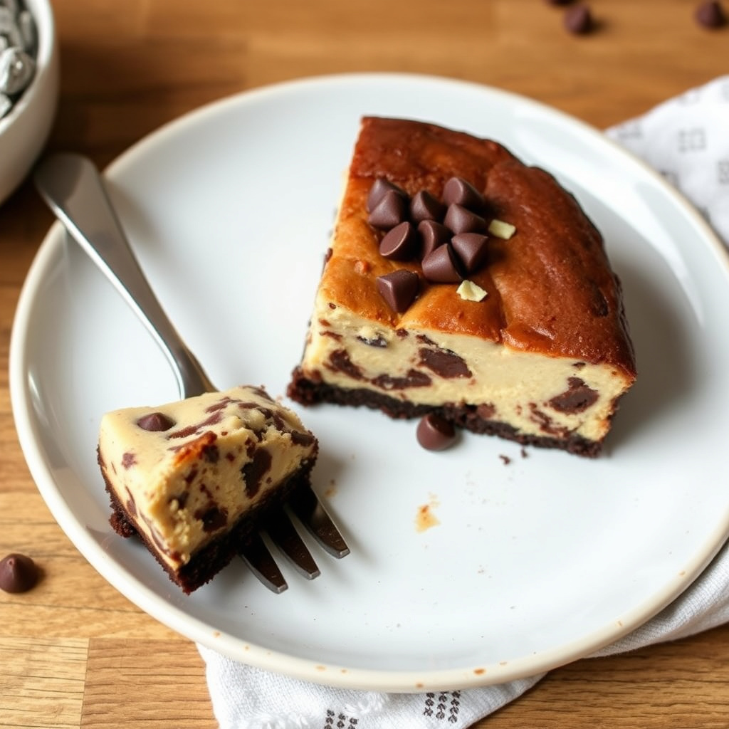 Brownie med sjokoladebiter og ostekake