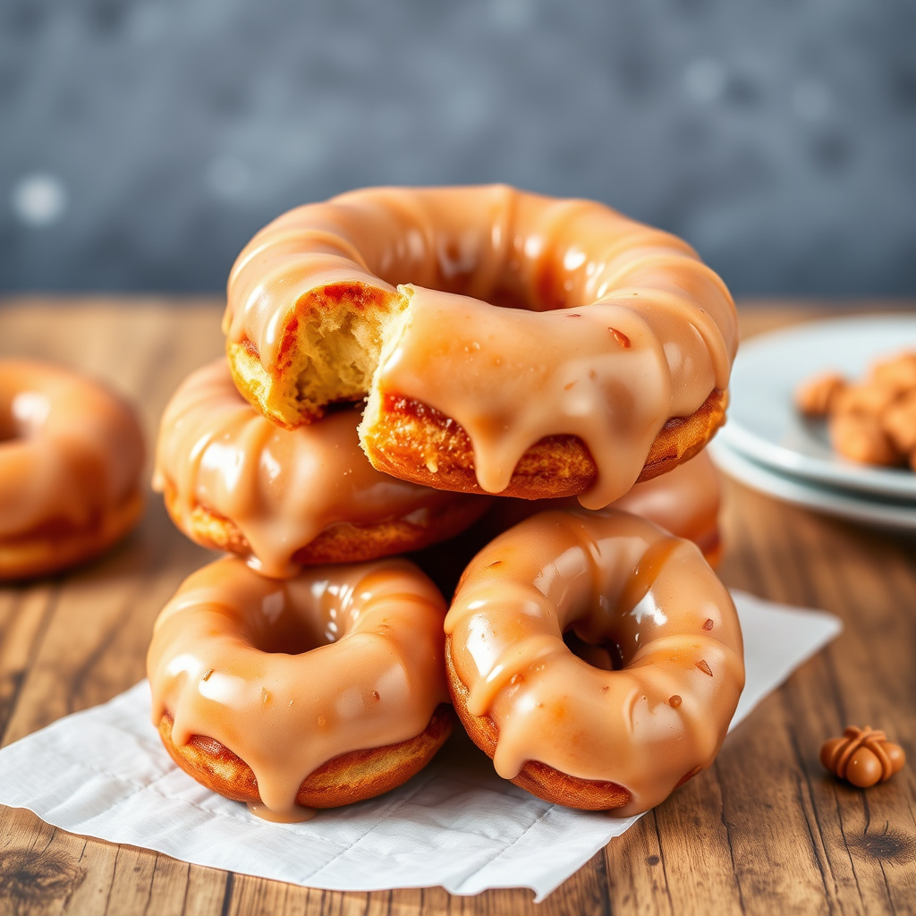 Brunt smør og bourbon-glasur med lønnesirup-glaserte doughnuts