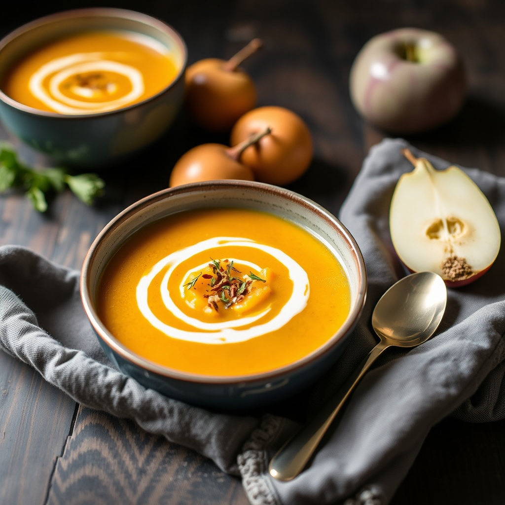 Butternut squash- og eplesuppe