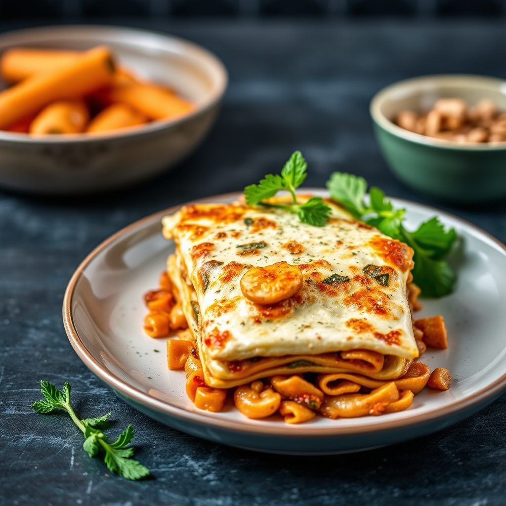 Lasagne med butternut squash og hasselnøtter