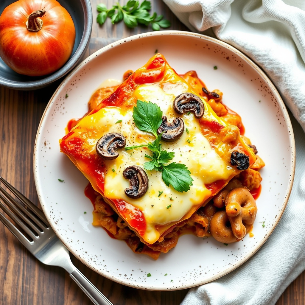 Kremet lasagne med butternut squash og sopp