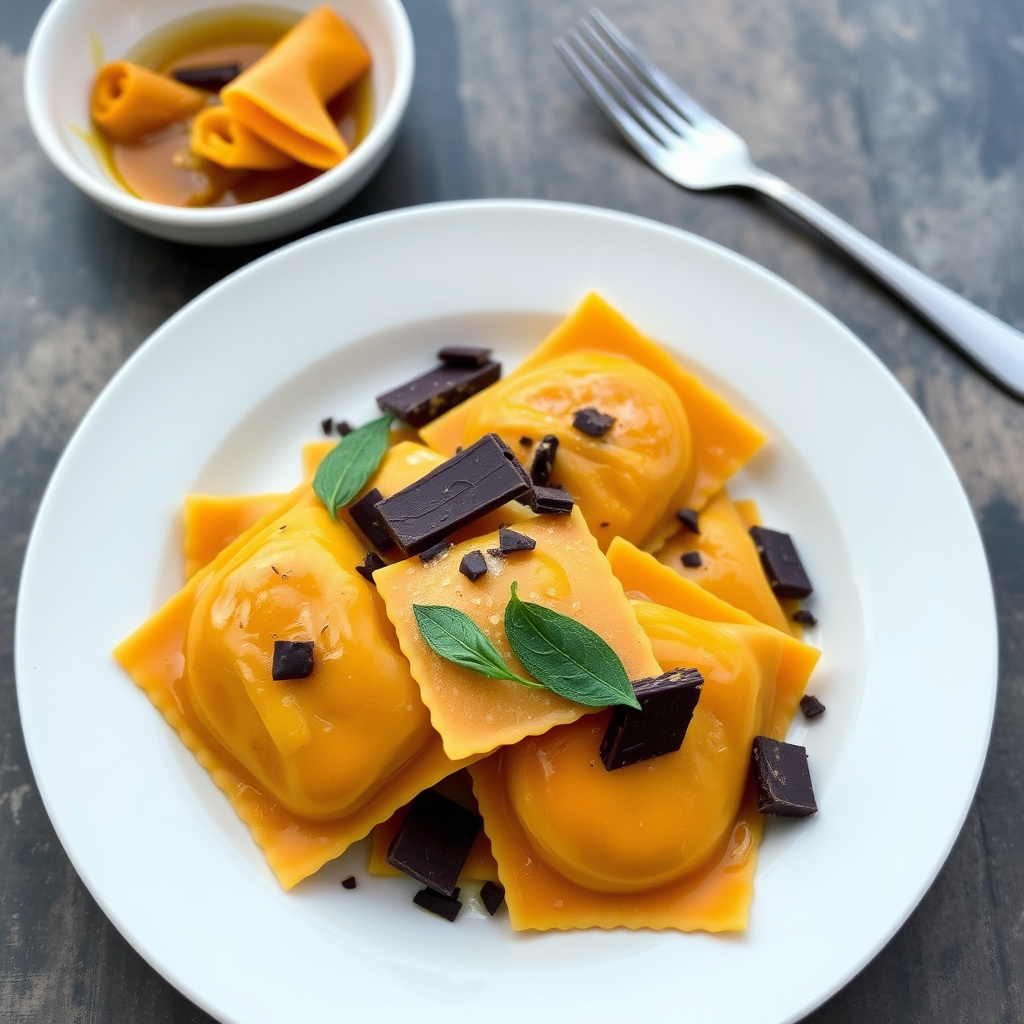 Butternut squash-ravioli med salvie og brunt smør