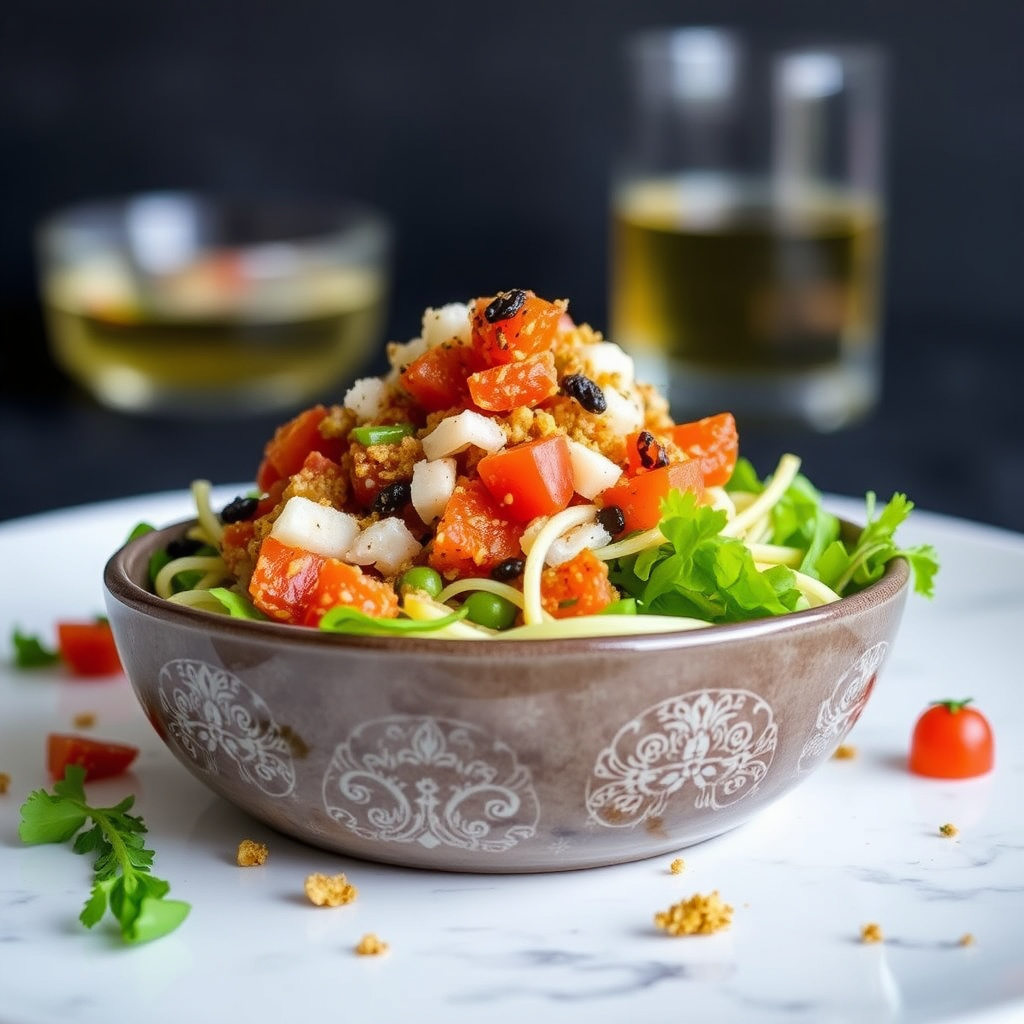 Cajun-kaviar marinert salat