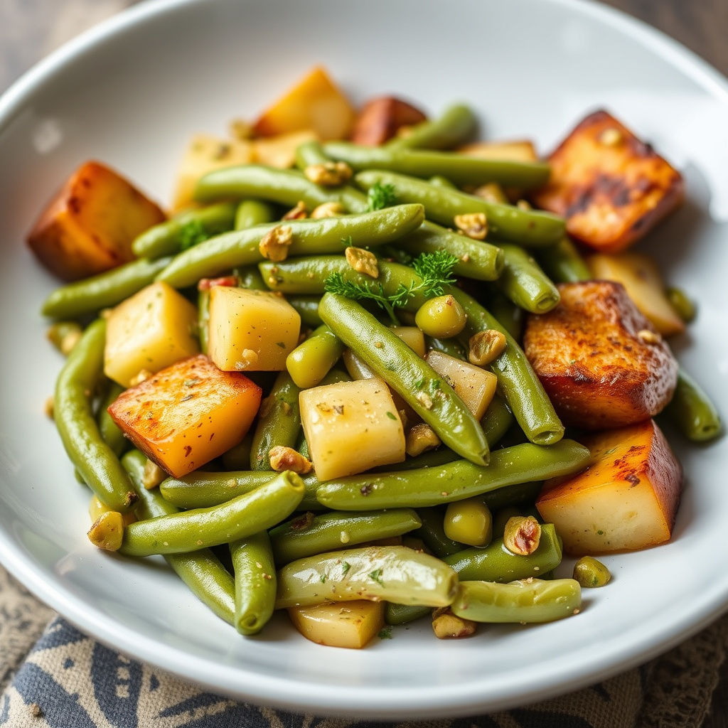 Calabrese bredbønner og stekte poteter