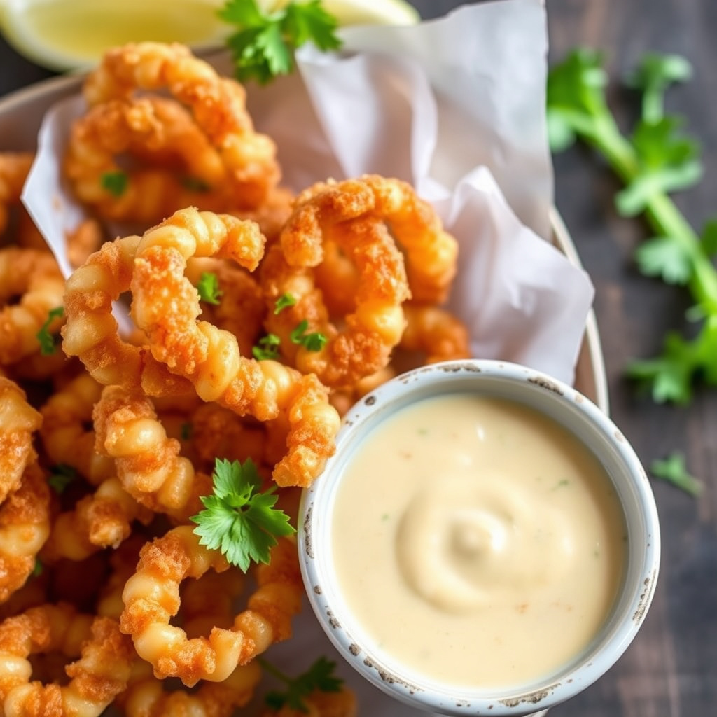 Calamari Fritti med kremet Ponzu-dippsaus