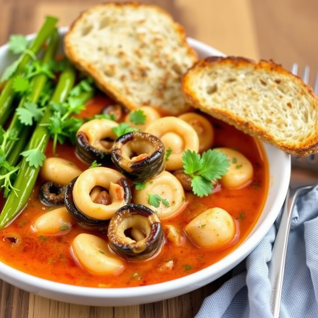 Calamari gryte med hvitløksristet brød