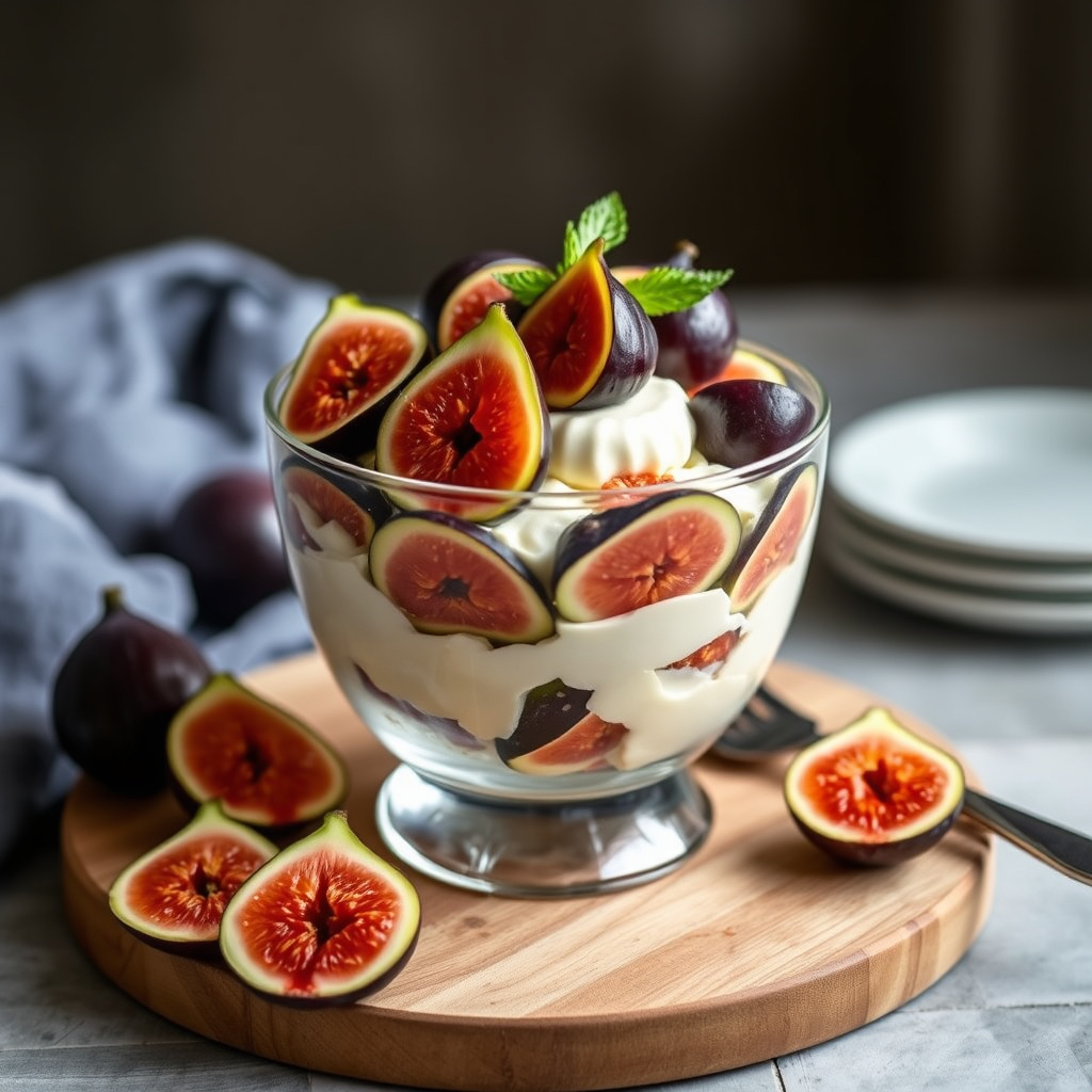 Camembert-trifle med svarte Mission-figener