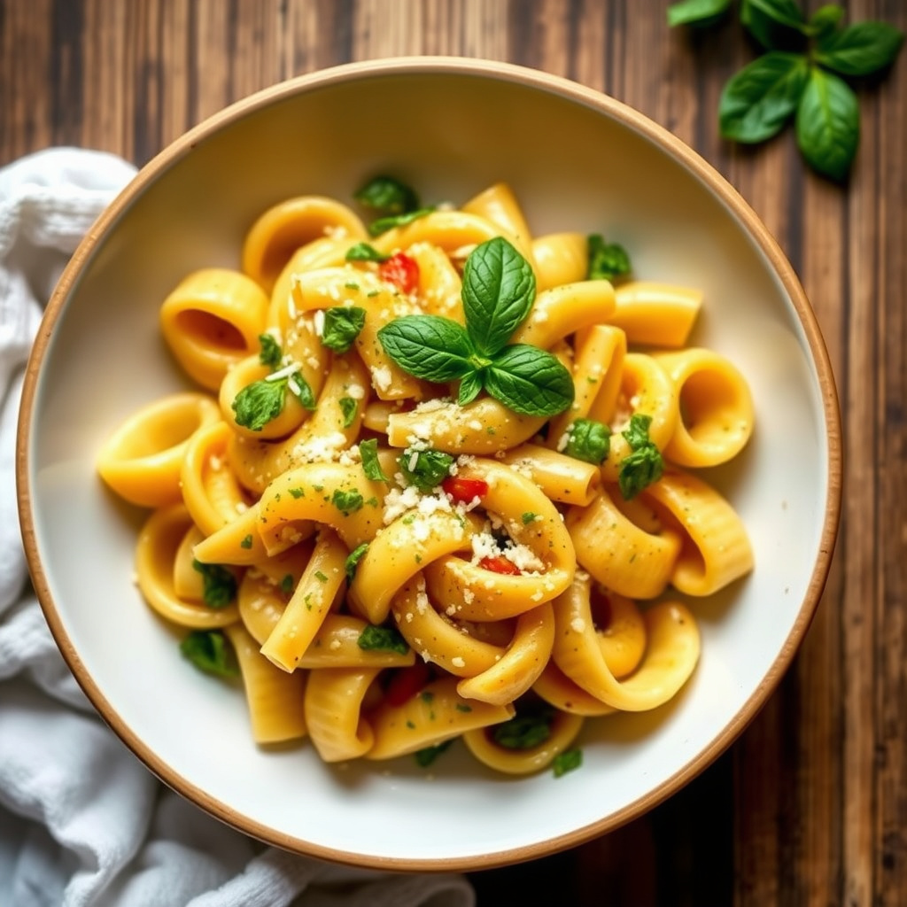 Campanelle med krydret myntesaus og Pecorino