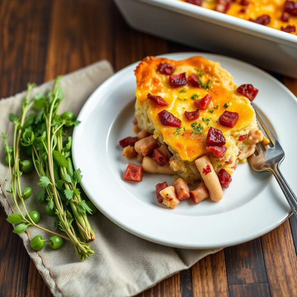 Rugbrødgrateng med kanadisk bacon