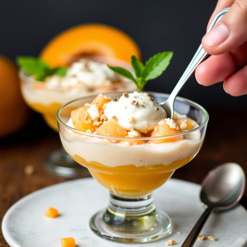 Cantaloupe og krem-sherry granita