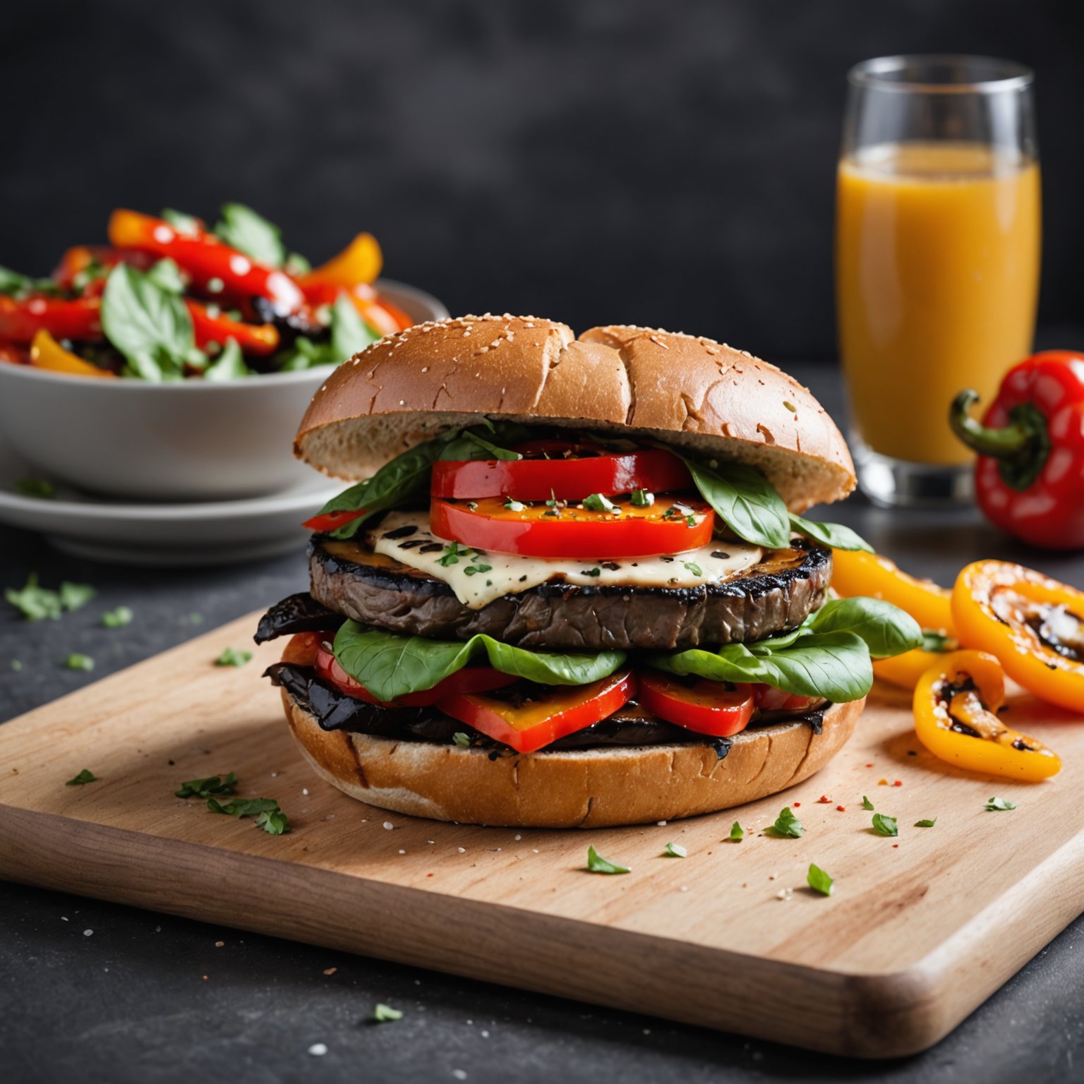 Canyon Ranch grillede portobellosandwich med ovnsbakte paprika