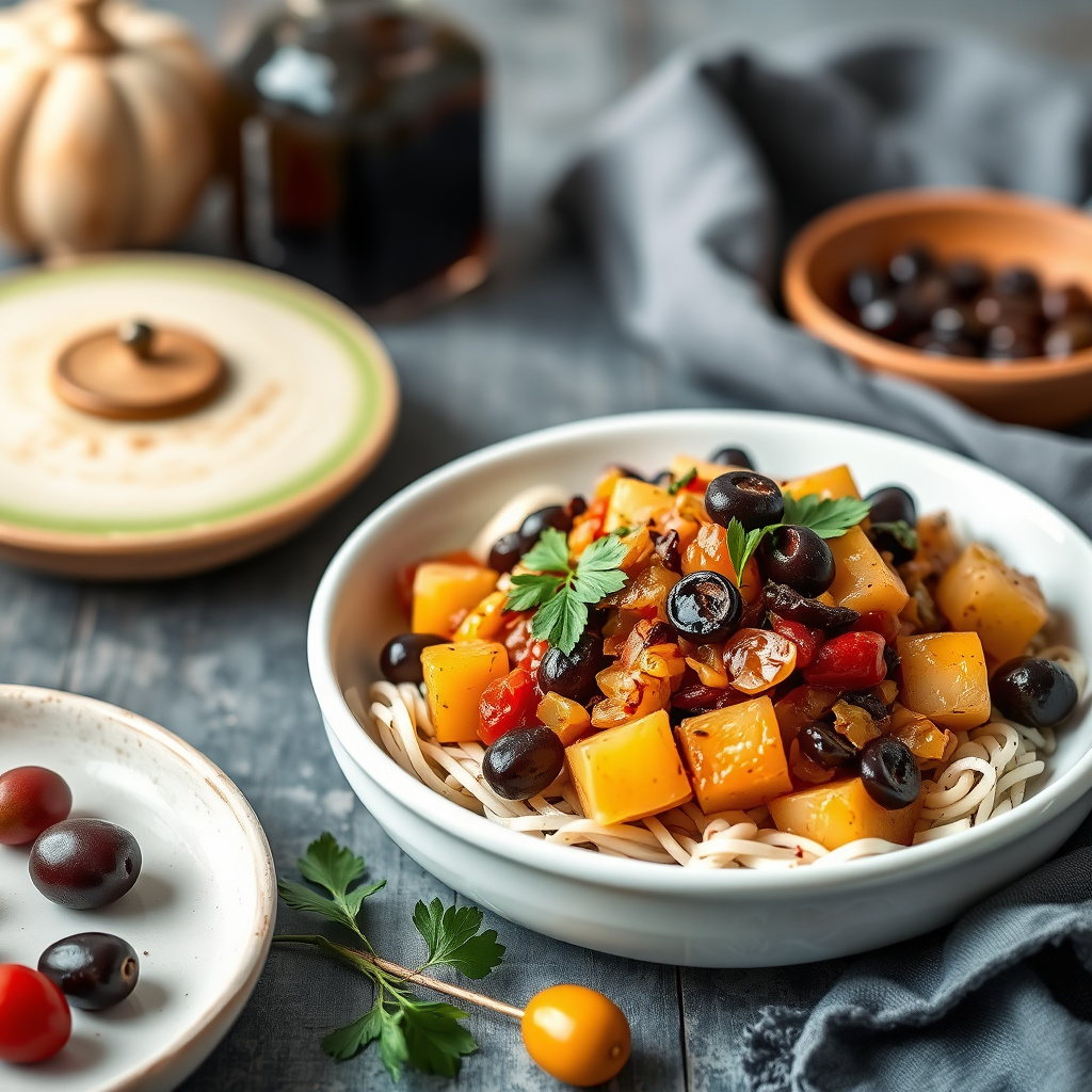 Caponata med fennikel, oliven og rosiner