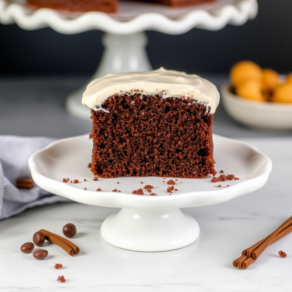 Saftig karobkake med kremet frosting