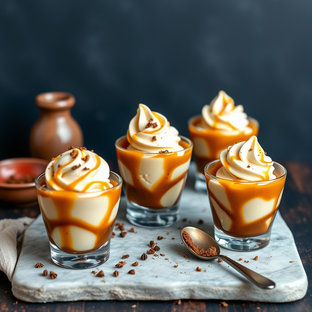 Chai-iskrem i karamellskåler