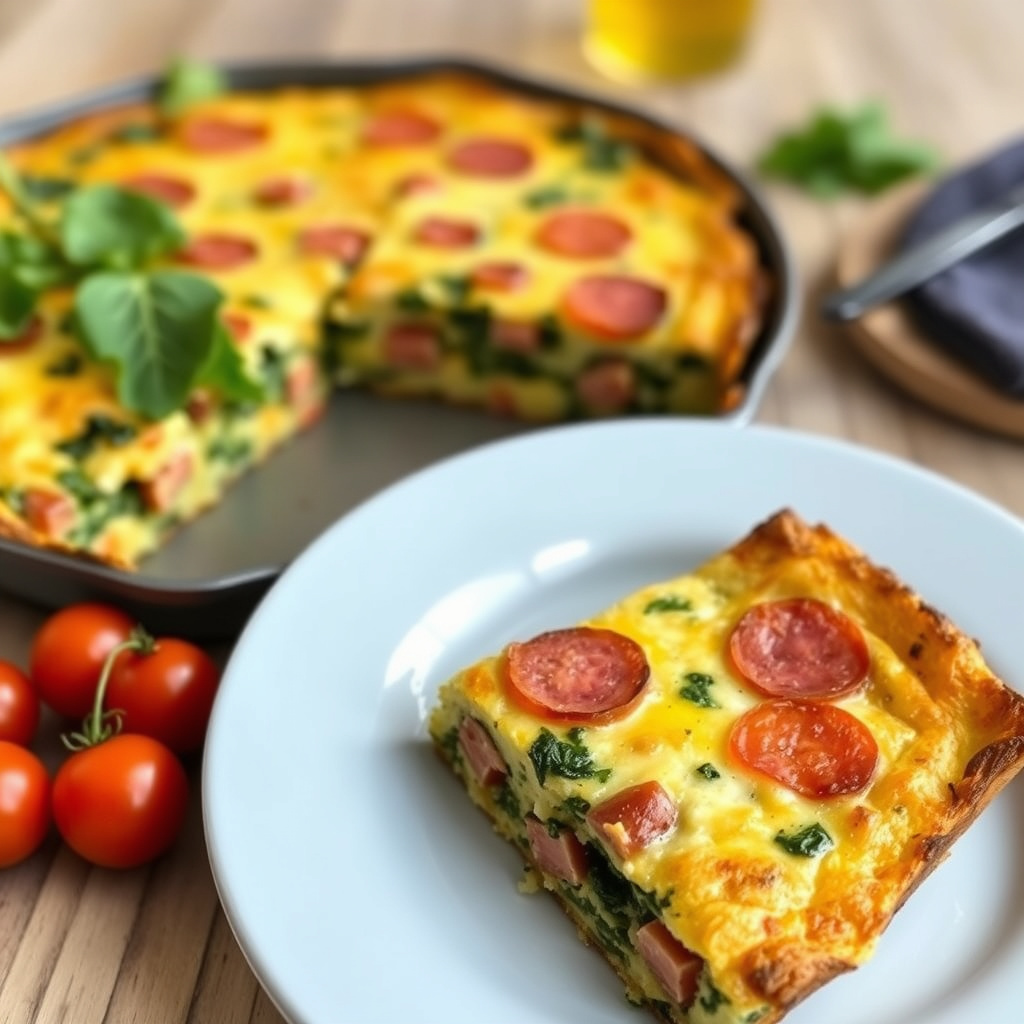 Frittata med mangold og salami