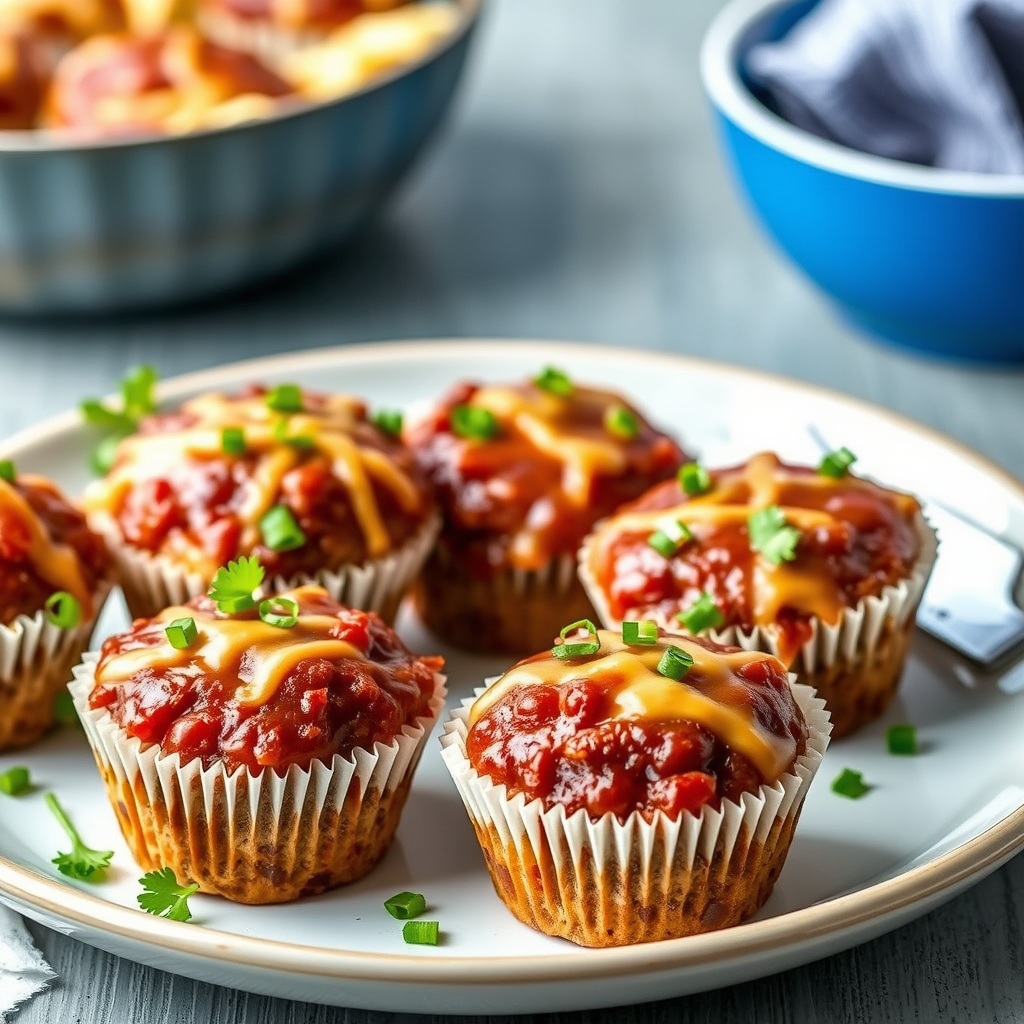 Kjøttdeigmuffins med cheddar og BBQ-saus