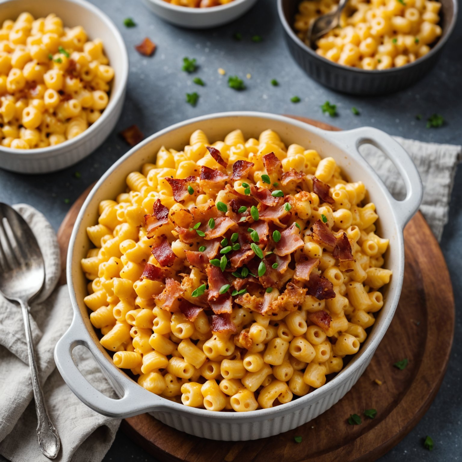 Cheddar- og baconmac og ost