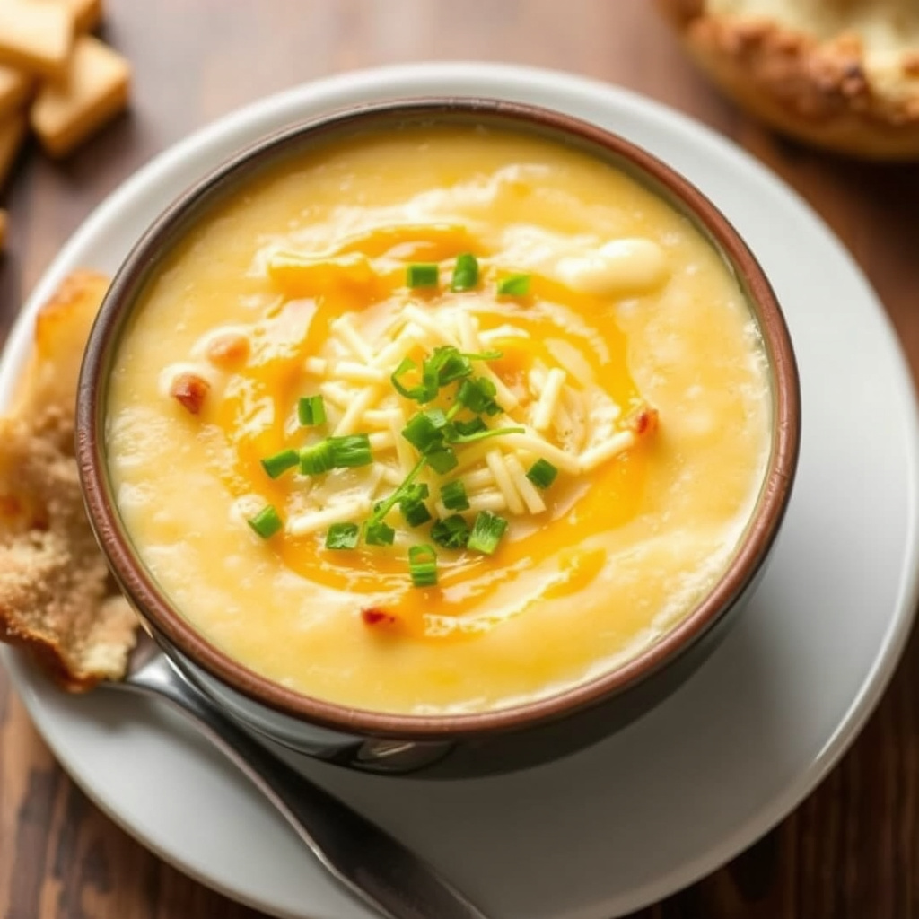 Cheddar-ostet baked potato-suppe