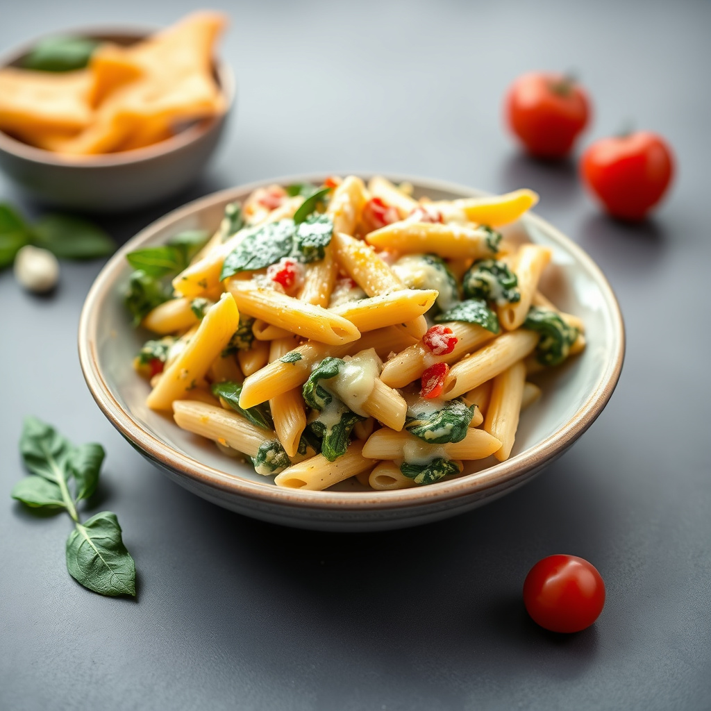 Cheesy spinatbakt penne