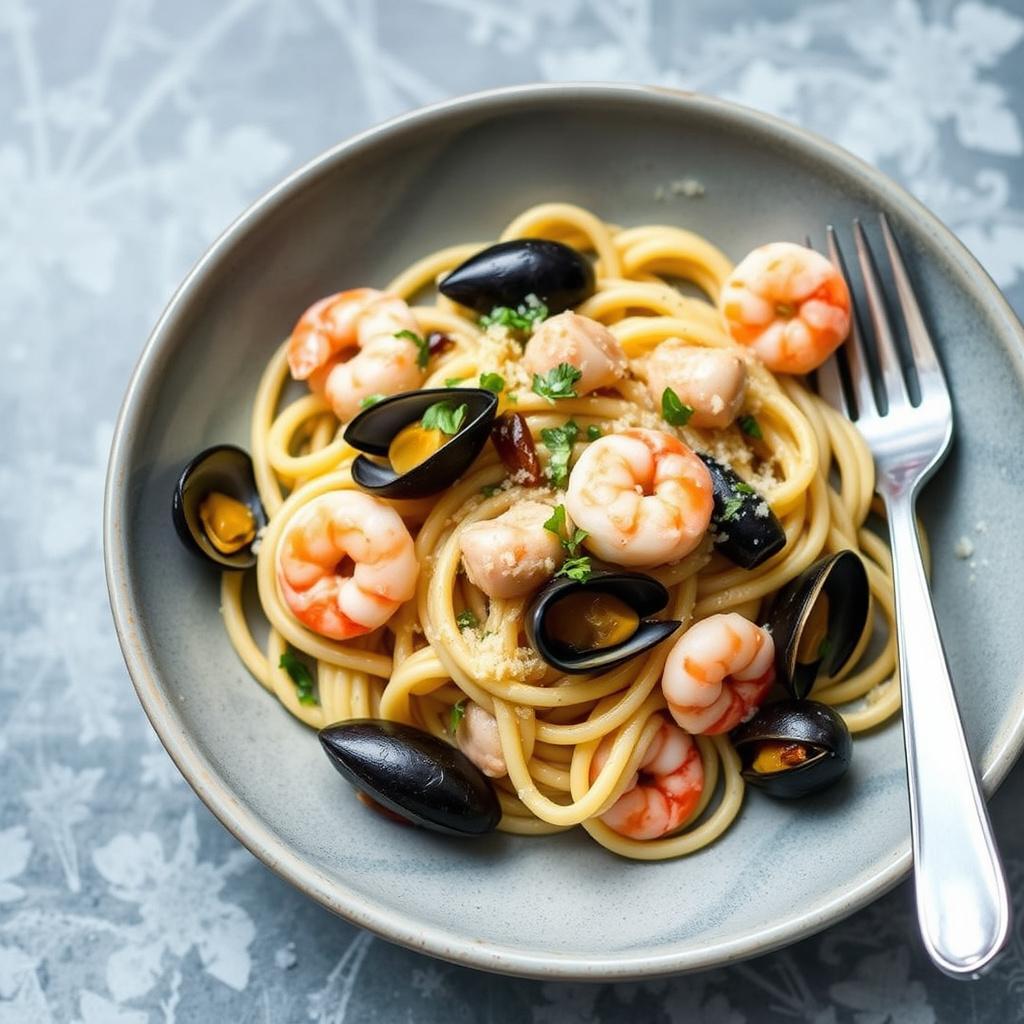 Chef Rene's reker, blåskjell og kamskjell orechiette-pasta