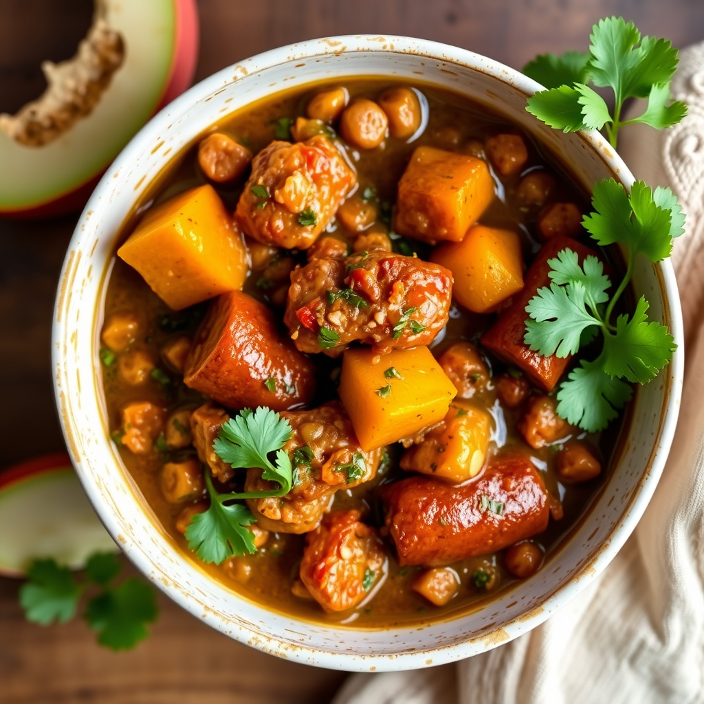 Chili Verde med pølse og gresskar