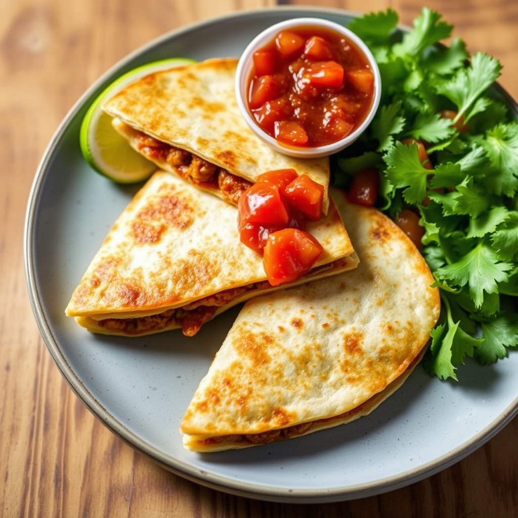 Chorizo-quesadillas med enkel hjemmelaget salsa