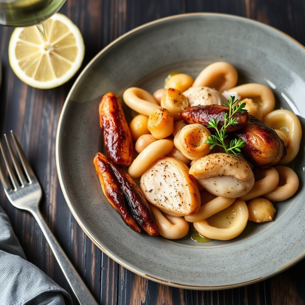 Choucroute med champagne og ulike pølser