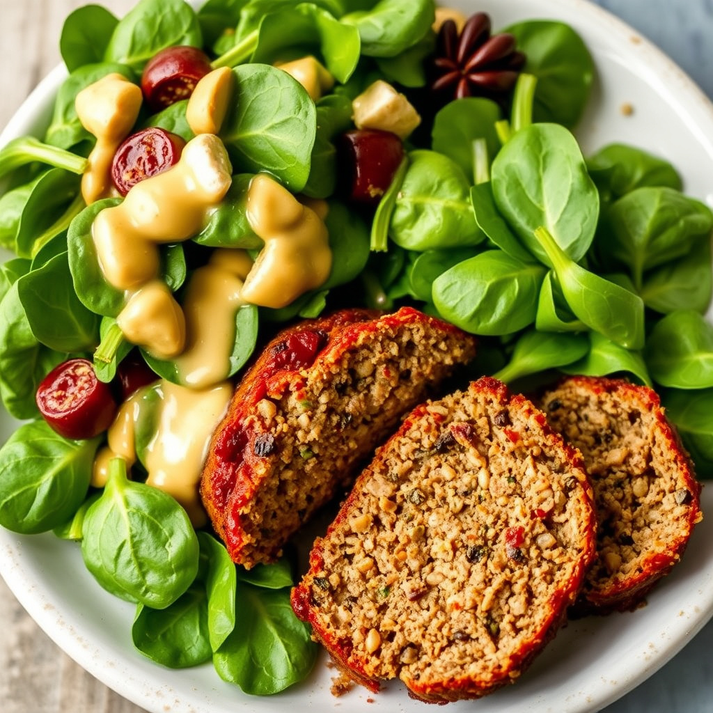 Cobb-inspirerte kjøttkaker med spinatsalat og Dijon-dressing