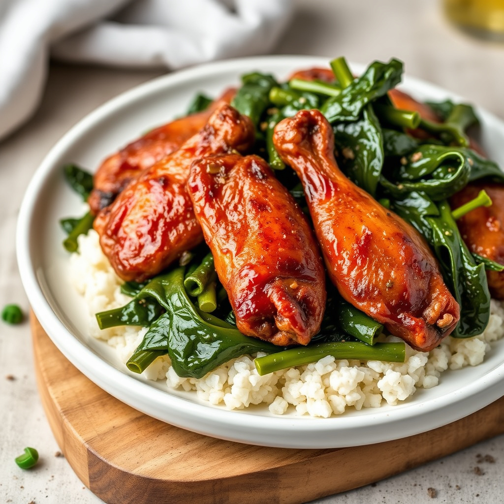 Collard greens med røkt kalkunvinger