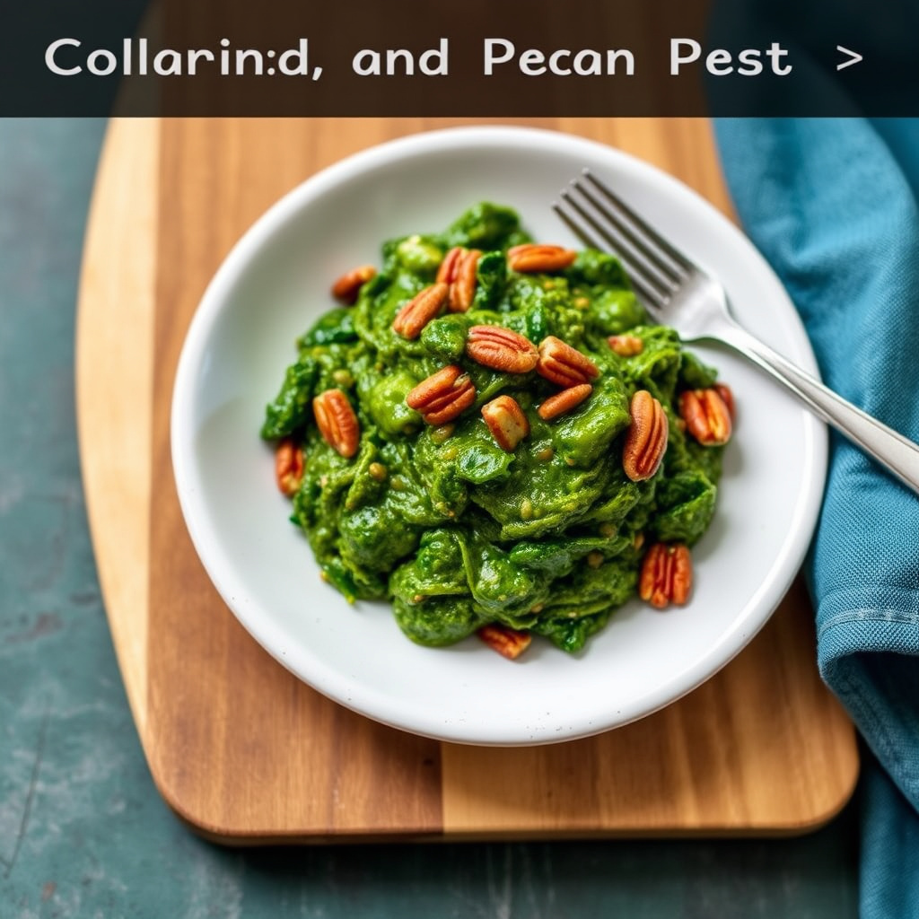 Collard- og pekannøttpesto